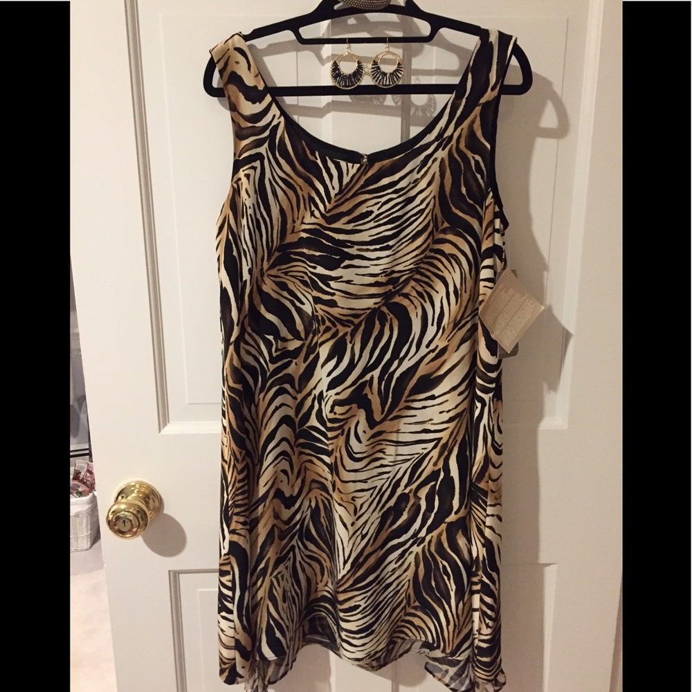 Jones New York Filmy Silk Dress with Leopard Style
